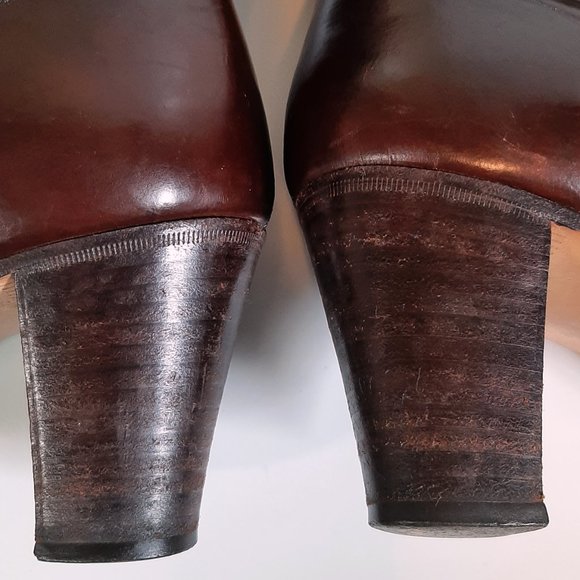 VTG Salvatore Ferragamo Knee High Chestnut Brown Leather Heeled Boots SZ 8.5 - Picture 12 of 16